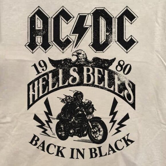 ACDC 1980 Hells Bells T-Shirt, Retro 90s ACDC Back in Black Album Shirt Unisex - Picture 3 of 4